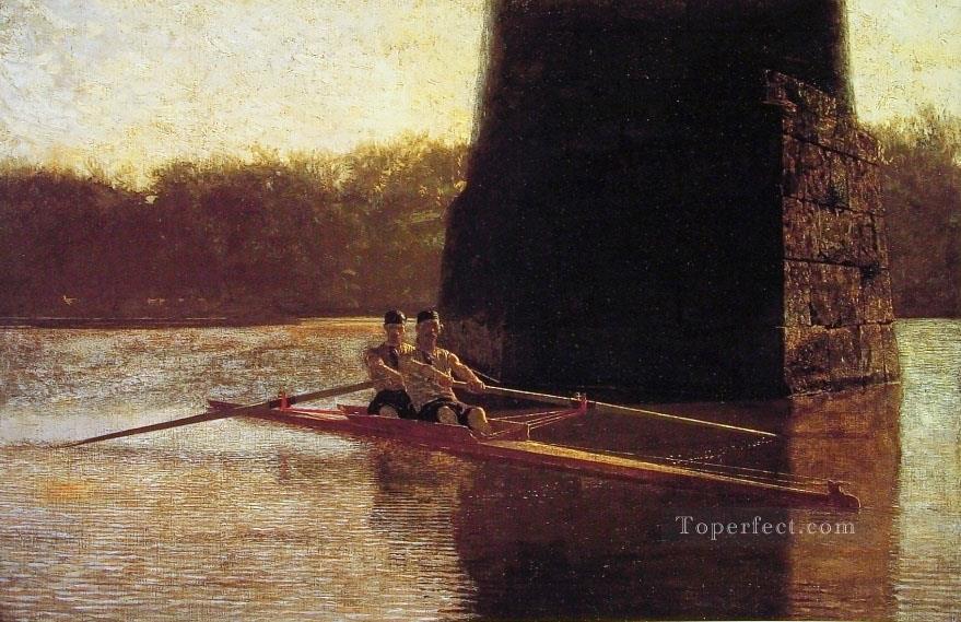 The PairOared Shell Realism boat Thomas Eakins Oil Paintings